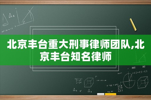 北京豐臺重大刑事律師團隊,北京豐臺知名律師