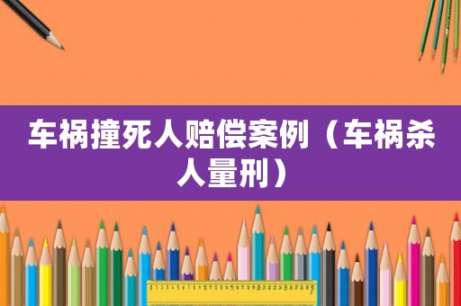 車禍撞死人賠償案例（車禍殺人量刑）