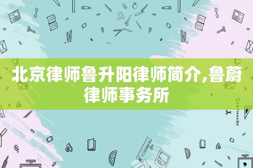 北京律師魯升陽(yáng)律師簡(jiǎn)介,魯蔚律師事務(wù)所