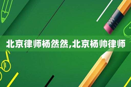 北京律師楊然然,北京楊帥律師