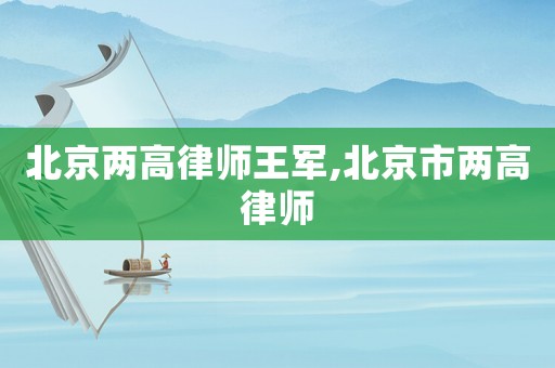 北京兩高律師王軍,北京市兩高律師