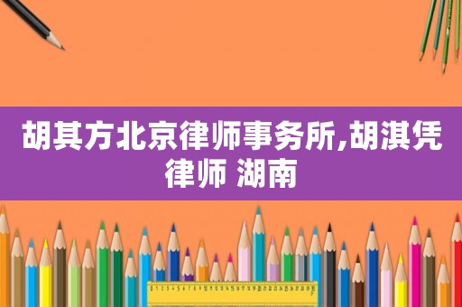胡其方北京律師事務所,胡淇憑律師 湖南