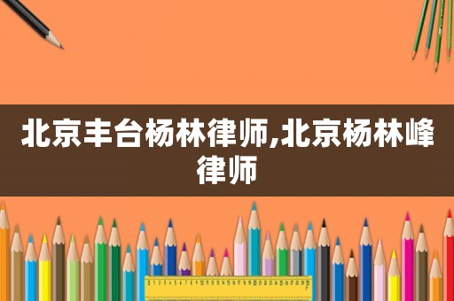 北京豐臺楊林律師,北京楊林峰律師
