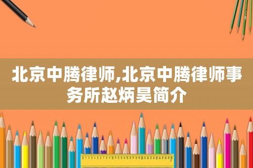 北京中騰律師,北京中騰律師事務(wù)所趙炳昊簡(jiǎn)介
