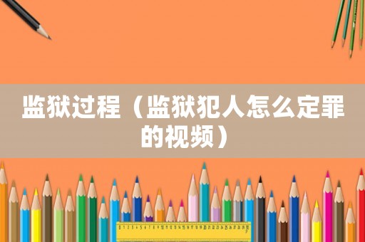 監獄過程（監獄犯人怎么定罪的視頻）