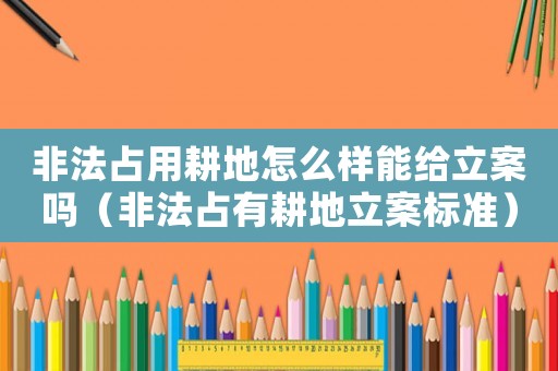 非法占用耕地怎么樣能給立案嗎（非法占有耕地立案標準）