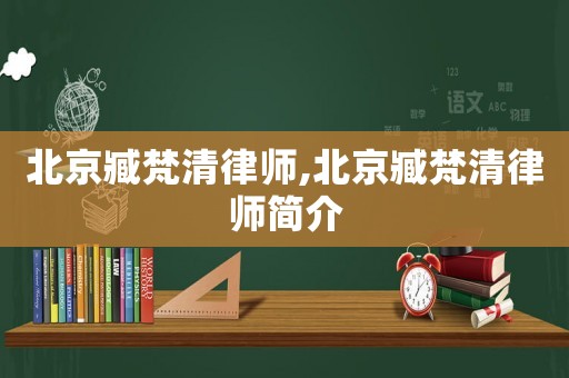 北京臧梵清律師,北京臧梵清律師簡介
