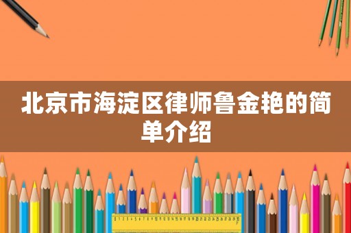 北京市海淀區律師魯金艷的簡單介紹