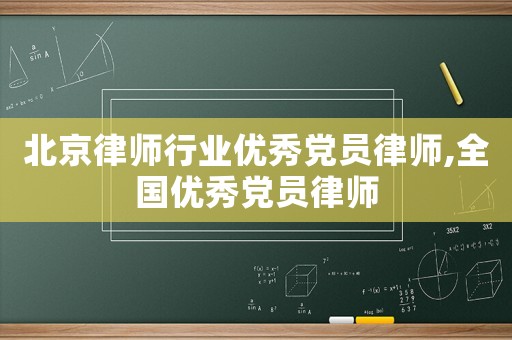 北京律師行業優秀黨員律師,全國優秀黨員律師