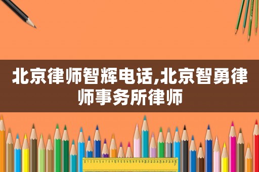 北京律師智輝電話,北京智勇律師事務所律師
