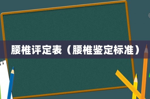 腰椎評定表（腰椎鑒定標準）