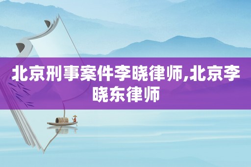北京刑事案件李曉律師,北京李曉東律師