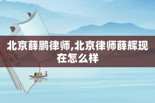 北京薛鵬律師,北京律師薛輝現在怎么樣