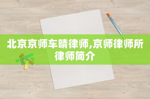 北京京師車晴律師,京師律師所律師簡介