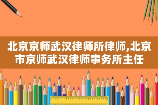 北京京師武漢律師所律師,北京市京師武漢律師事務所主任