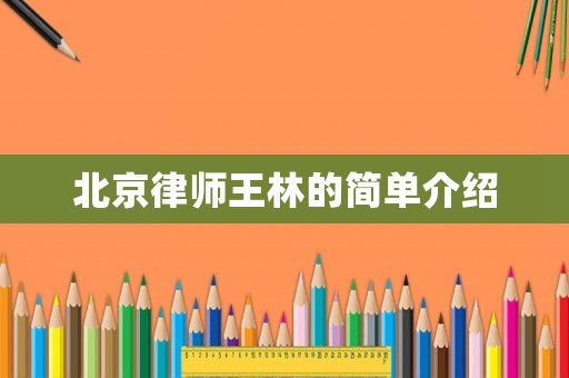 北京律師王林的簡單介紹