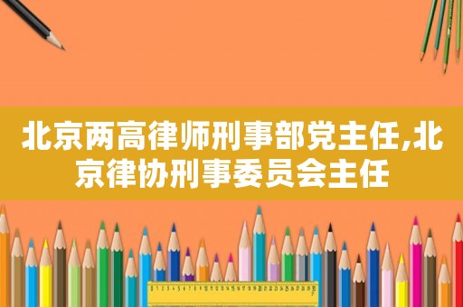 北京兩高律師刑事部黨主任,北京律協刑事委員會主任