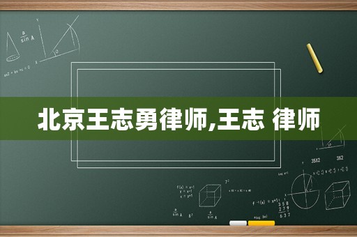 北京王志勇律師,王志 律師