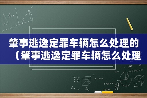 肇事逃逸定罪車輛怎么處理的（肇事逃逸定罪車輛怎么處理）