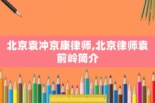北京袁沖京康律師,北京律師袁前嶺簡(jiǎn)介