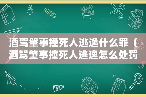 酒駕肇事撞死人逃逸什么罪（酒駕肇事撞死人逃逸怎么處罰標準2015）