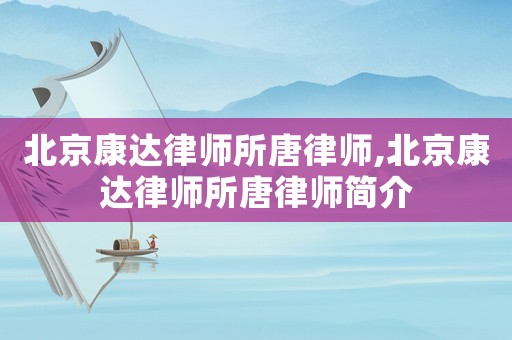 北京康達律師所唐律師,北京康達律師所唐律師簡介