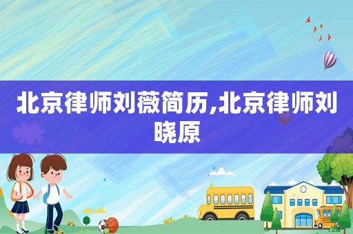 北京律師劉薇簡歷,北京律師劉曉原