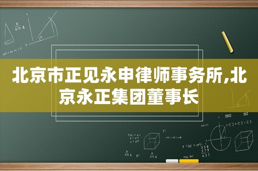 北京市正見永申律師事務所,北京永正集團董事長