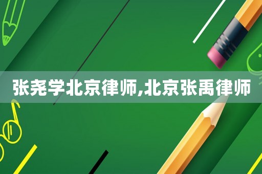 張堯學北京律師,北京張禹律師