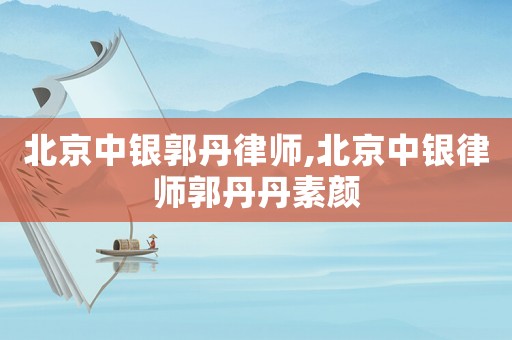 北京中銀郭丹律師,北京中銀律師郭丹丹素顏