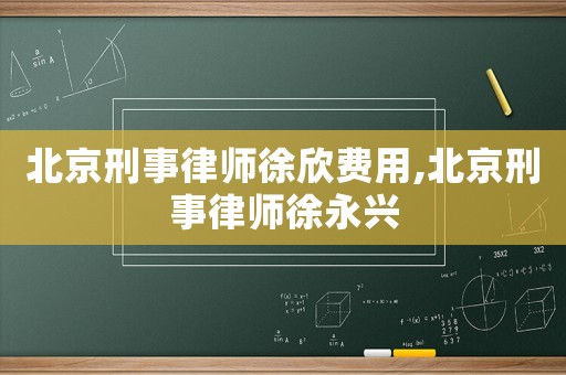 北京刑事律師徐欣費用,北京刑事律師徐永興