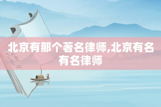 北京有那個著名律師,北京有名有名律師