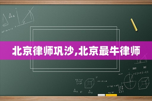 北京律師鞏沙,北京最牛律師