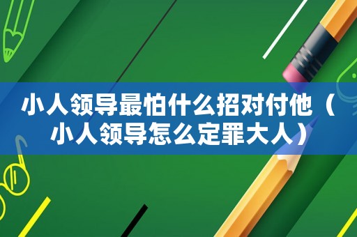 小人領導最怕什么招對付他（小人領導怎么定罪大人）