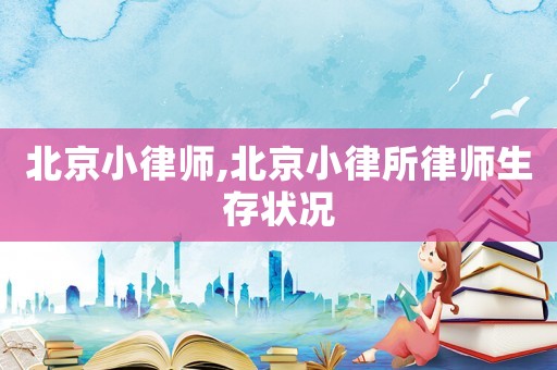 北京小律師,北京小律所律師生存狀況