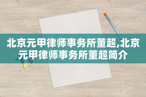 北京元甲律師事務所董超,北京元甲律師事務所董超簡介