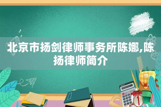 北京市揚劍律師事務所陳娜,陳揚律師簡介