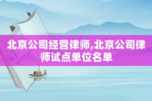 北京公司經營律師,北京公司律師試點單位名單