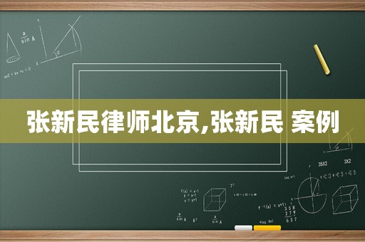 張新民律師北京,張新民 案例