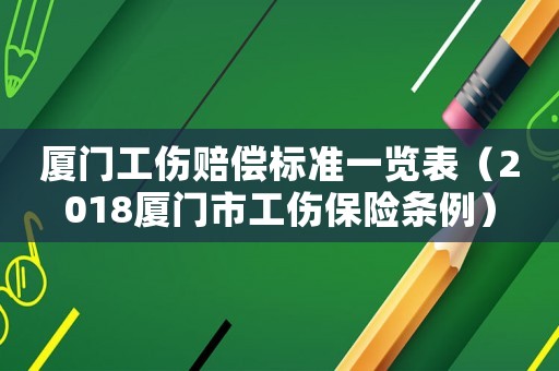 廈門工傷賠償標準一覽表（2018廈門市工傷保險條例）