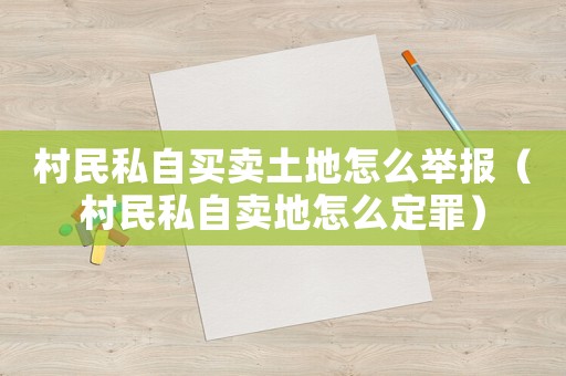 村民私自買賣土地怎么舉報（村民私自賣地怎么定罪）