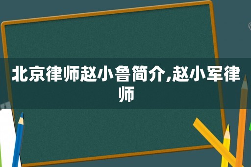 北京律師趙小魯簡(jiǎn)介,趙小軍律師