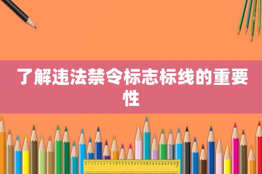 了解違法禁令標(biāo)志標(biāo)線的重要性