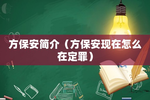 方保安簡介（方保安現在怎么在定罪）