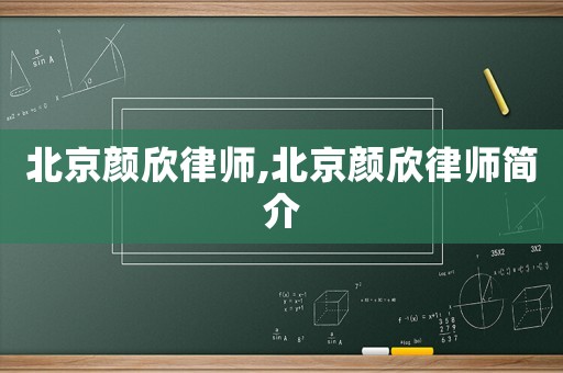 北京顏欣律師,北京顏欣律師簡介