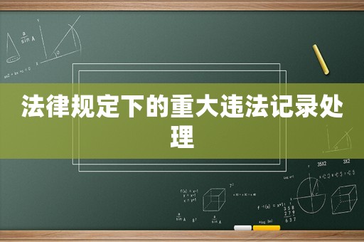 法律規(guī)定下的重大違法記錄處理