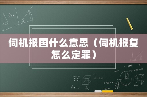 伺機報國什么意思（伺機報復怎么定罪）