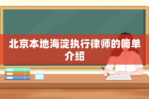 北京本地海淀執(zhí)行律師的簡單介紹