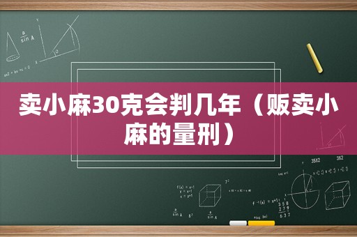 賣小麻30克會判幾年（販賣小麻的量刑）