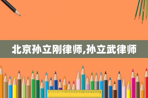 北京孫立剛律師,孫立武律師
